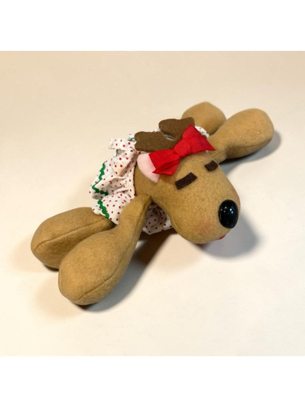 Vintage 1984 Hallmark Christmas Rhonda Reindeer Beads Plush Stuffed Animal Toy